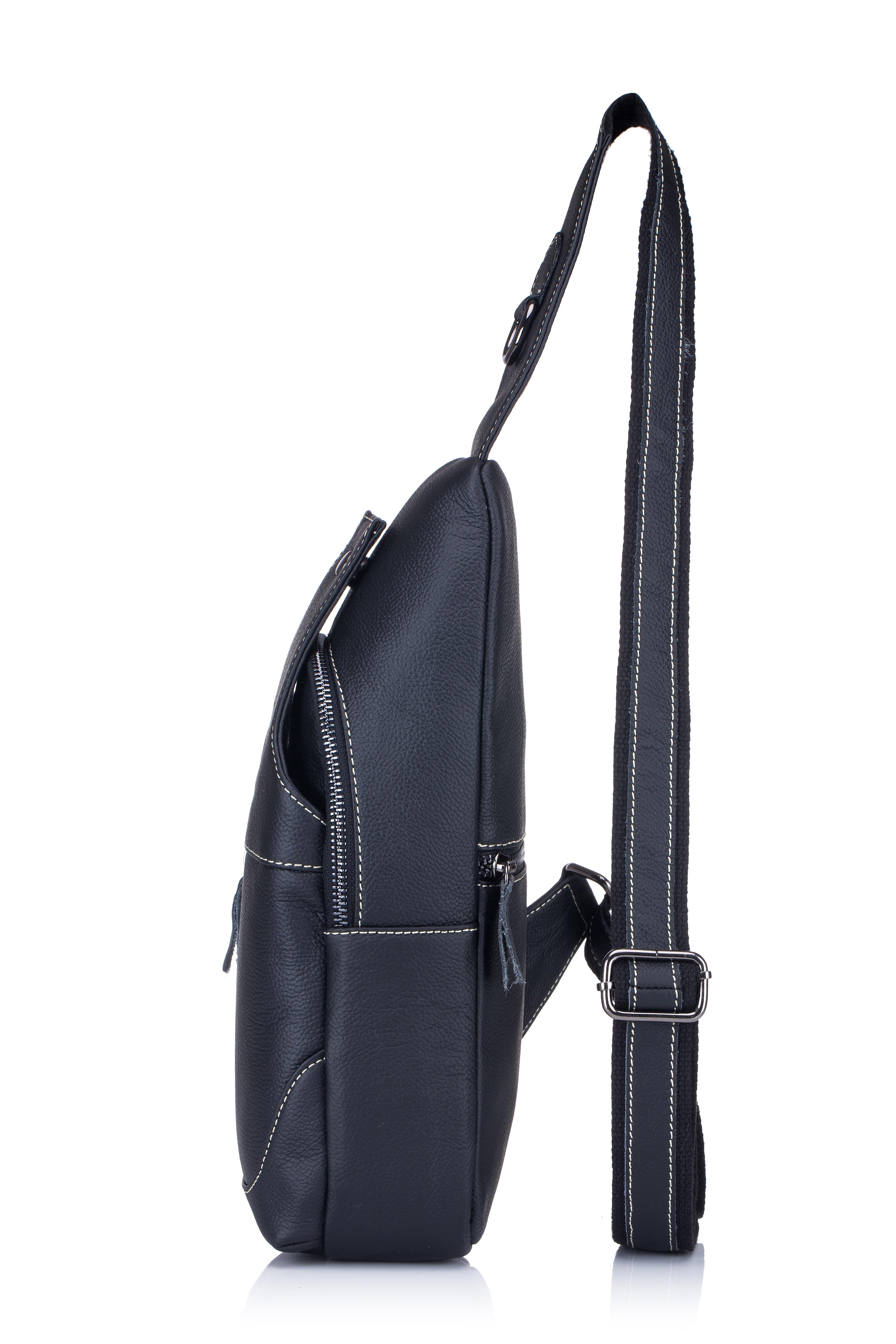 BOLSO DE CUERO VINTAGE CROSS BODY BANANO MORRAL BULLCAPTAIN XB019 NEGRO - 2