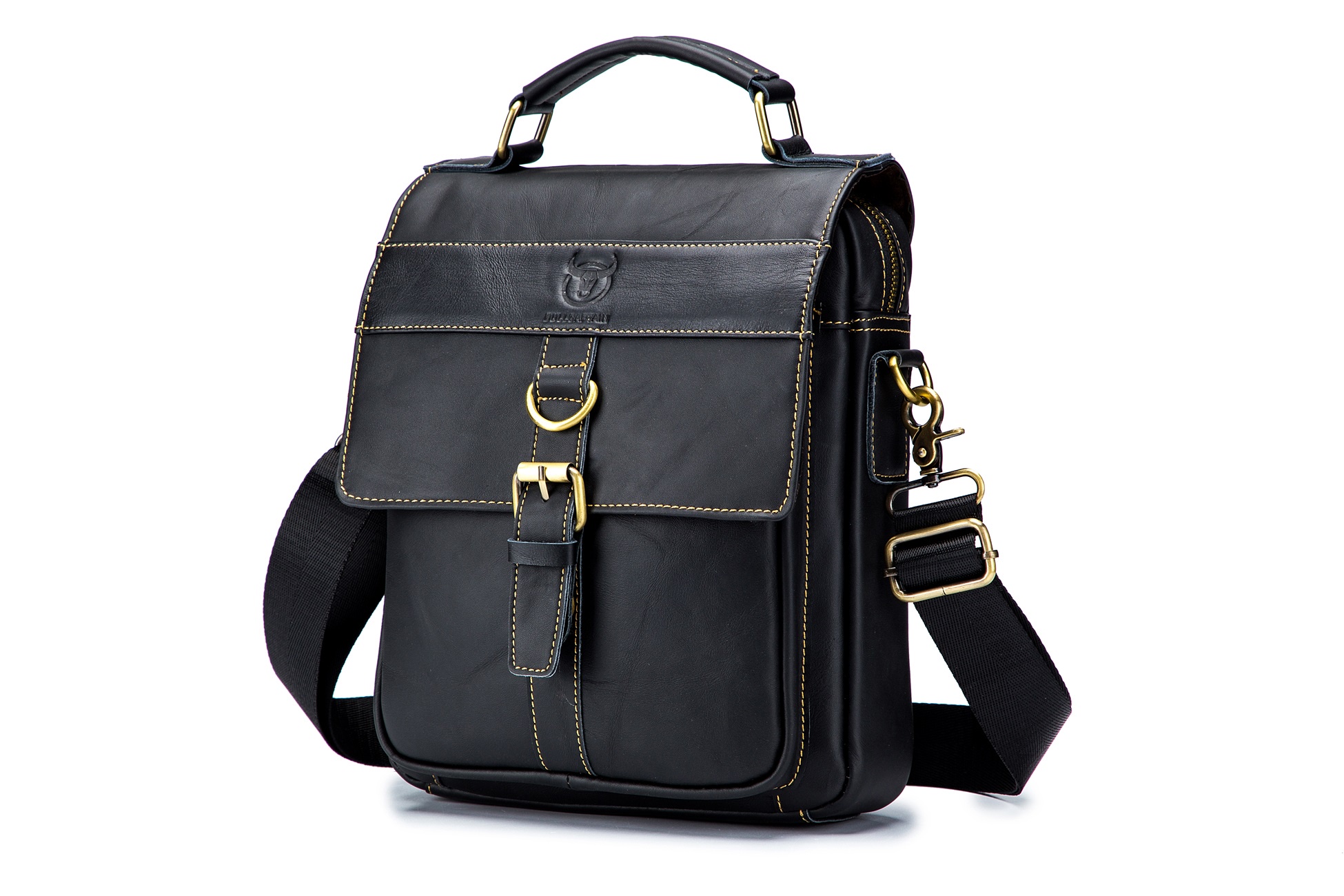 BOLSO DE CUERO HOMBRO BULLCAPTAIN MODELO DJB 302 NEGRO TABLET - 1