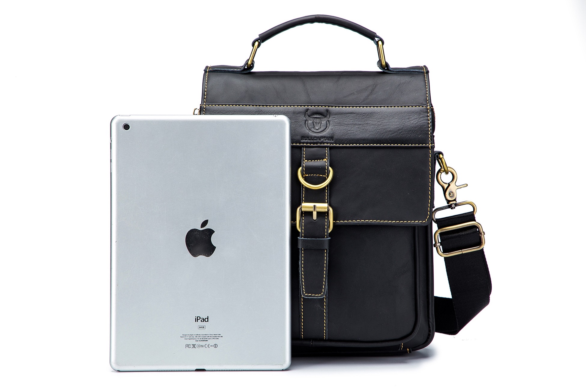 BOLSO DE CUERO HOMBRO BULLCAPTAIN MODELO DJB 302 NEGRO TABLET - 2