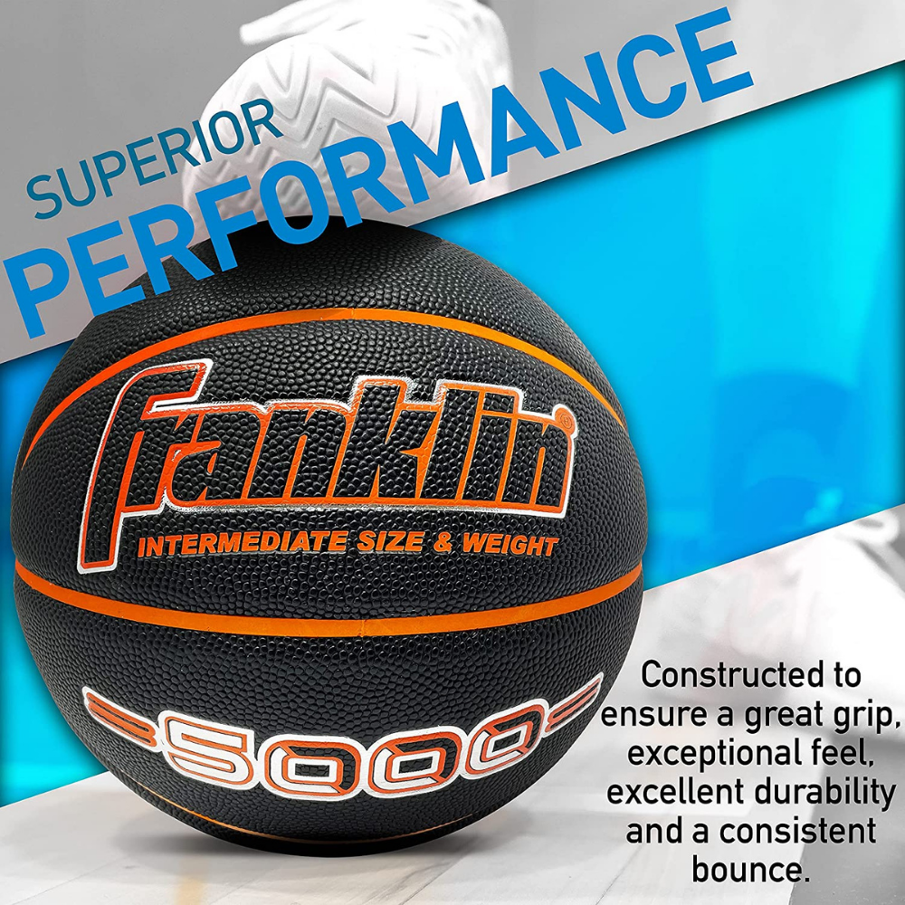 BALÓN BASKETBALL FRANKLIN SPORTS 5000 NEGRO NARANJA TAMAÑO 6 - 3