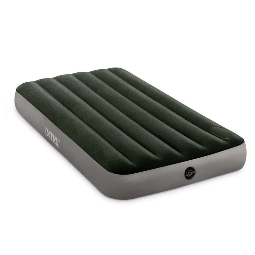 COLCHÓN INFLABLE INTEX 99X191X25 CM 1,5 PLAZAS DOWNY CON INFLADOR PIE - 1