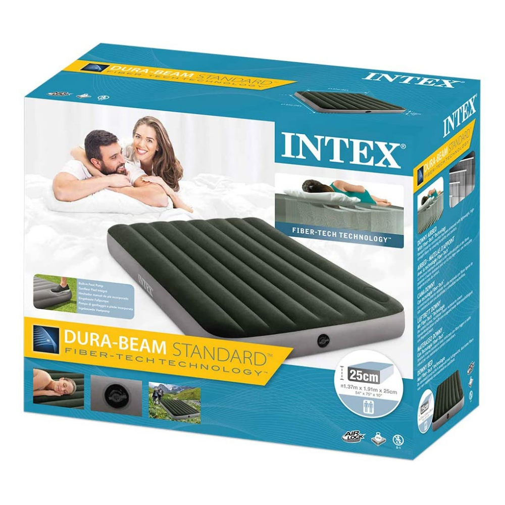 COLCHÓN INFLABLE INTEX 152X203X25 CM 2 PLAZAS DOWNY CON INFLADOR PIE - 4