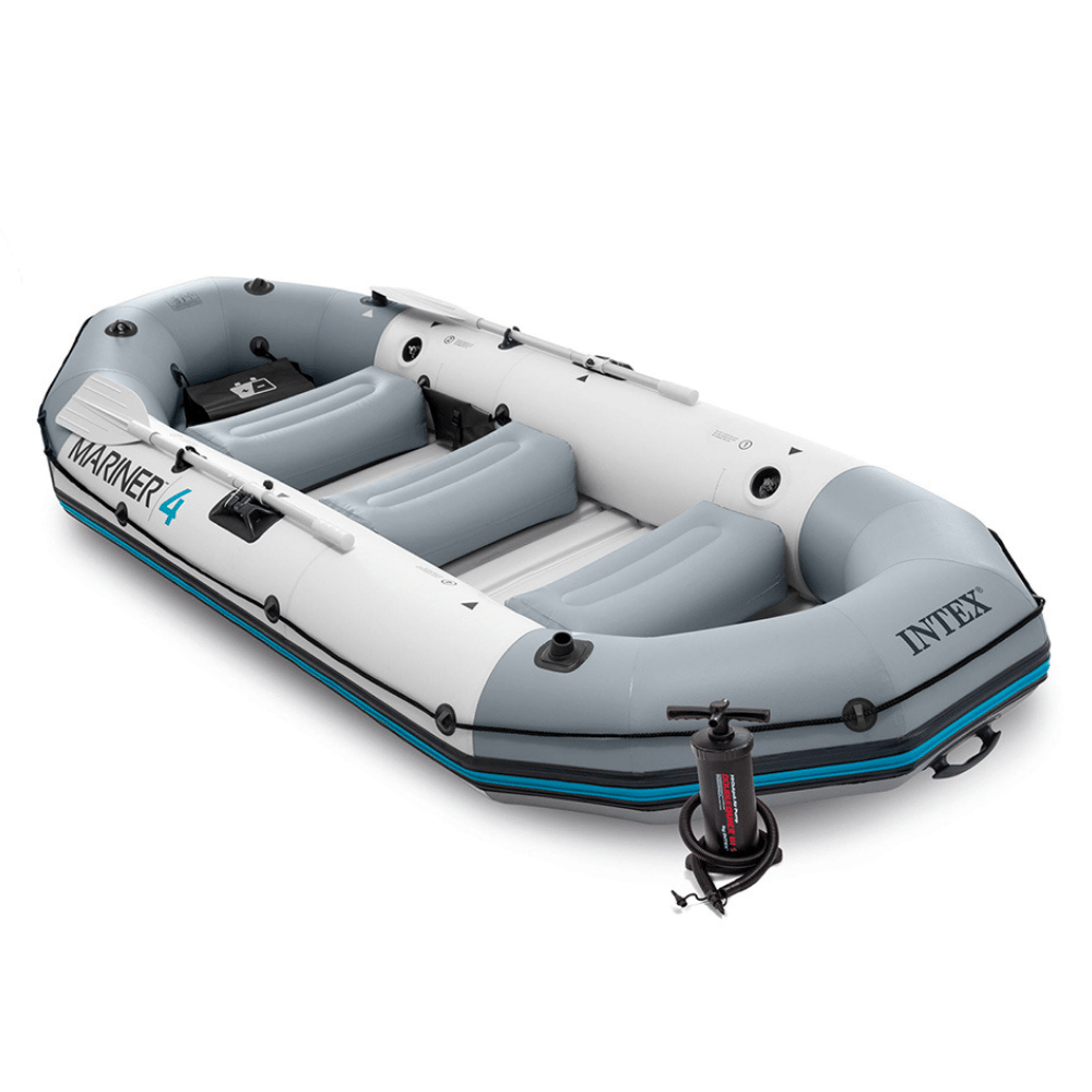 BOTE INFLABLE INTEX VINILO MARINER 4 SET CAPACIDAD 500 KG + REMOS + INFLADOR - 2