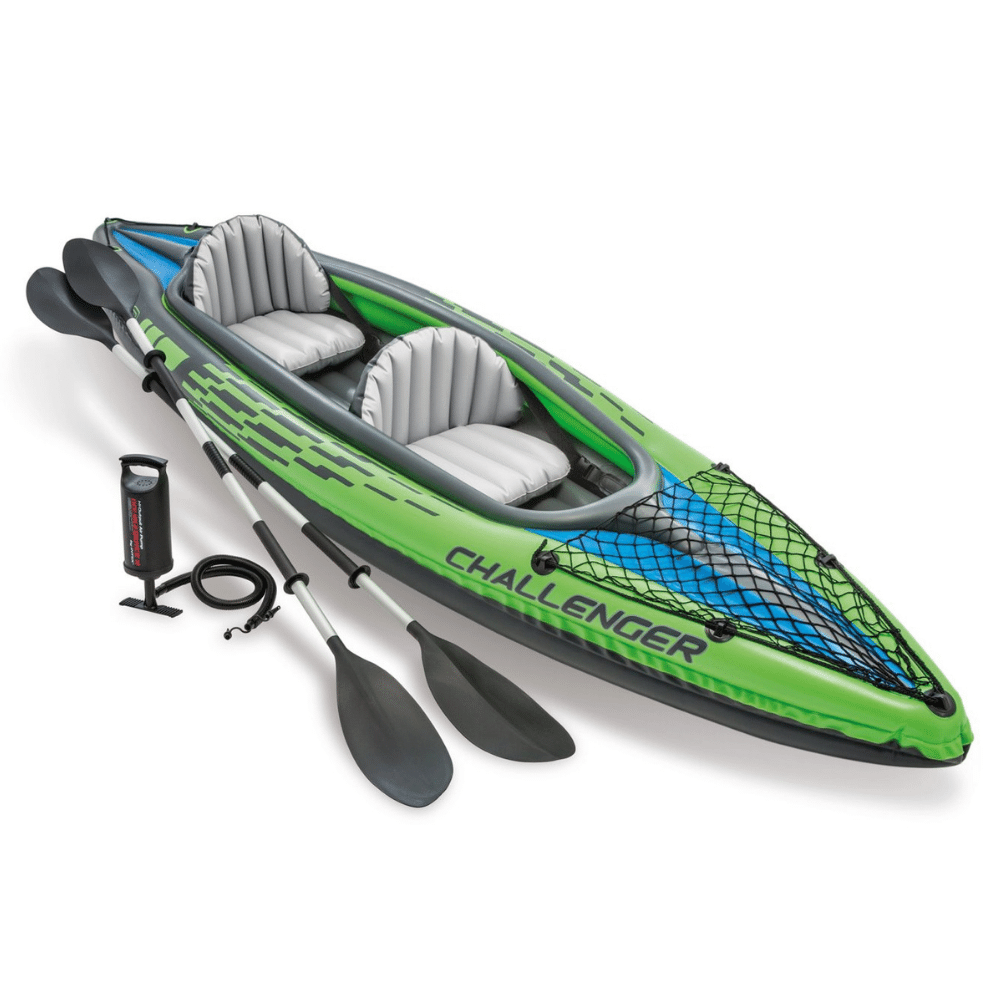 KAYAK INFLABLE INTEX VINILO CHALLENGER K2 SET CAPACIDAD 2 PERSONAS + REMOS + INFLADOR - 1