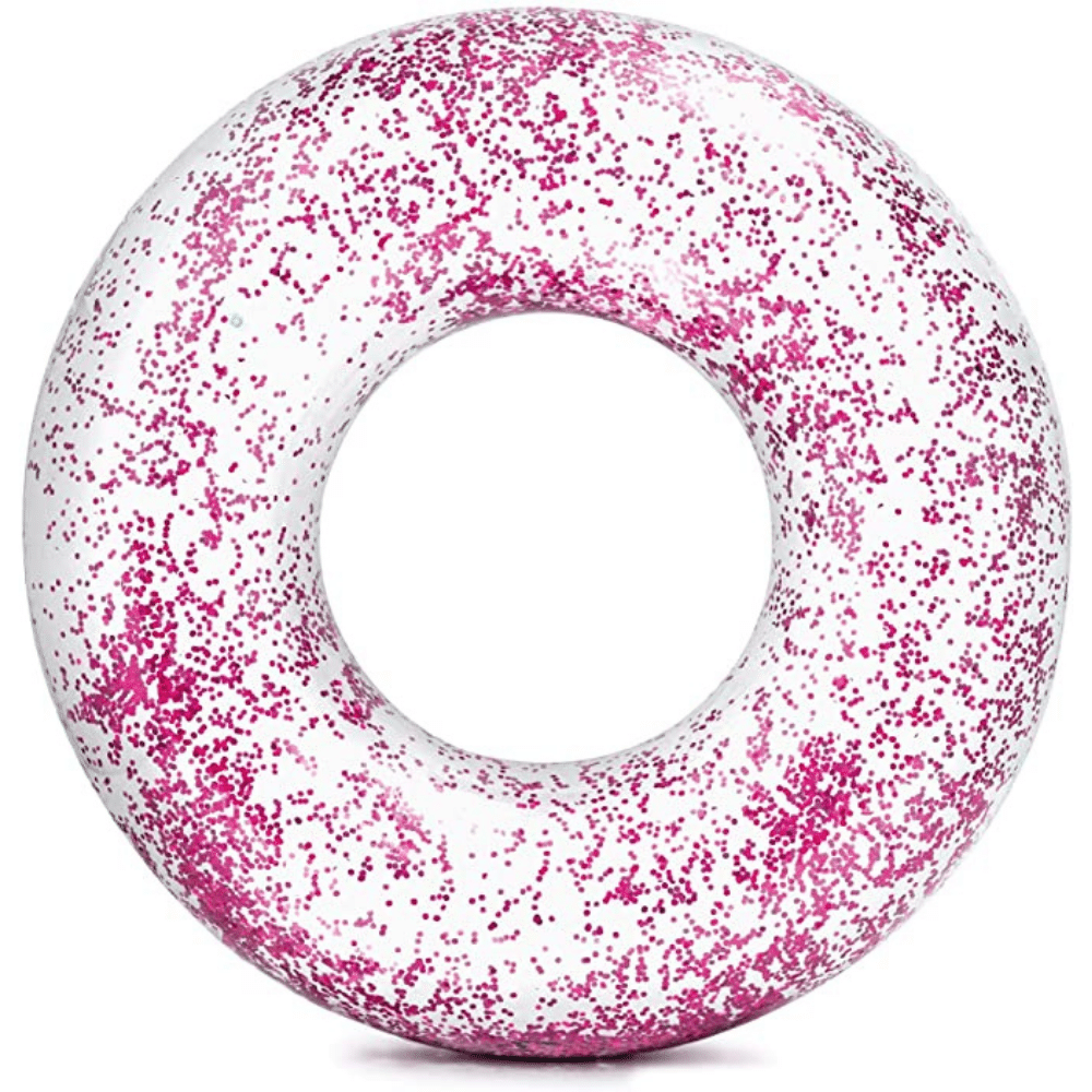FLOTADOR INFLABLE INTEX REDONDO BRILLO 107X27 CM SPARKLING GLITTER TUBE ROSADO - 1