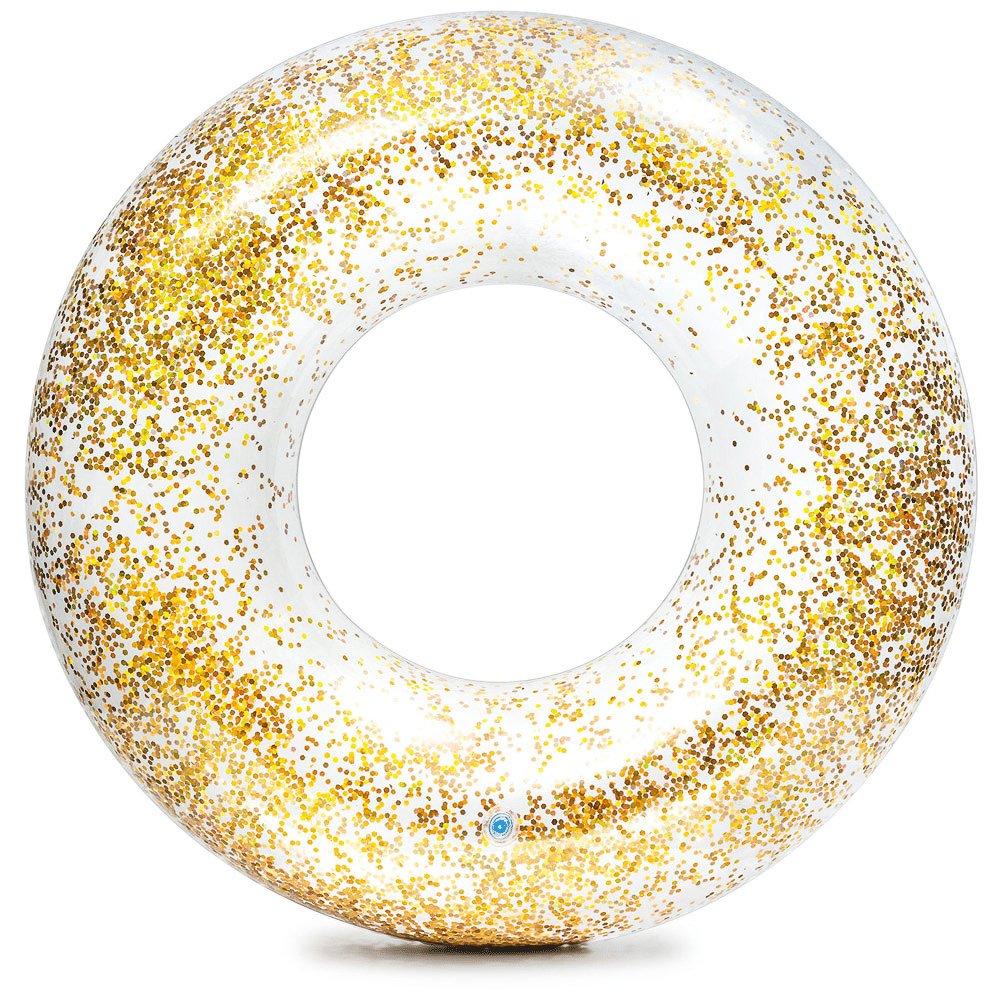 FLOTADOR INFLABLE INTEX REDONDO BRILLO 107X27 CM SPARKLING GLITTER TUBE DORADO - 1