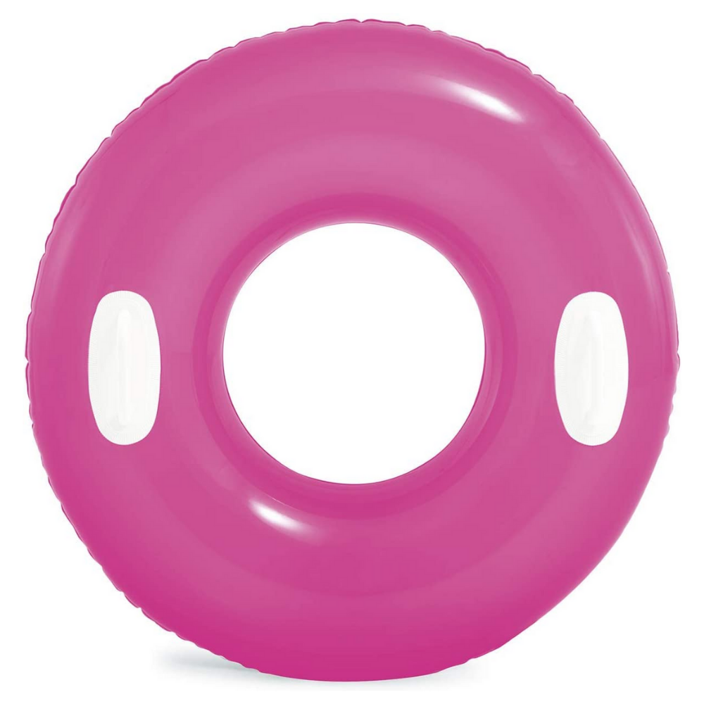 FLOTADOR INFLABLE REDONDO INTEX CON SUJETADORES 76 CM HIGH-GLOSS TUBE ROSADO - 1