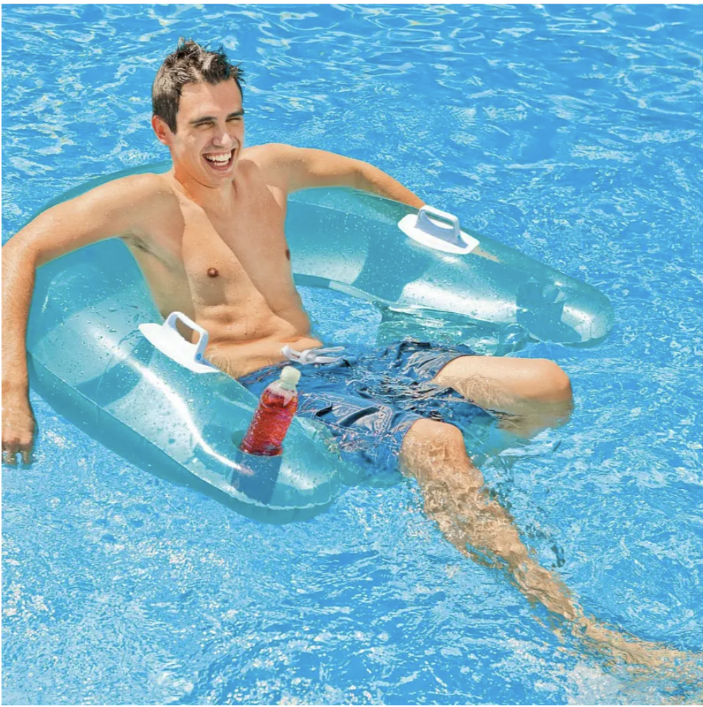 ASIENTO FLOTANTE INFLABLE INTEX CON SUJETADORES 152X99 CM SIT 'N FLOAT AZUL - 2