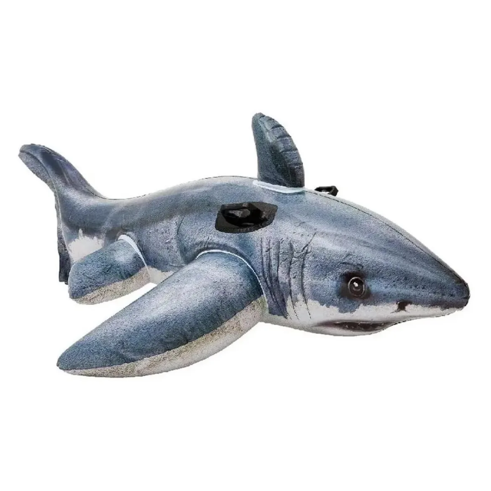 FLOTADOR INFLABLE DISEÑO INTEX TIBURÓN REALISTA 173X107 CM GREY WHITE SHARK - 1
