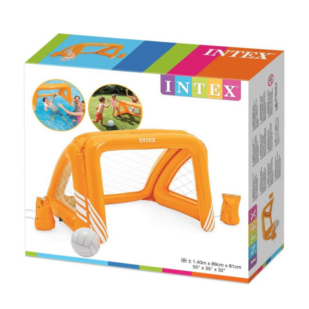 INFLABLE INTEX JUEGO PISCINA ARCO FÚTBOL Y WATERPOLO FUN GOALS + PELOTA NARANJA - 2