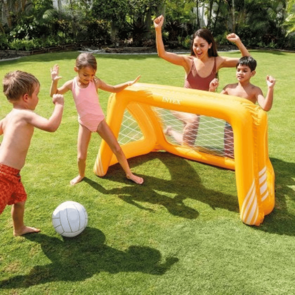 INFLABLE INTEX JUEGO PISCINA ARCO FÚTBOL Y WATERPOLO FUN GOALS + PELOTA NARANJA - 4