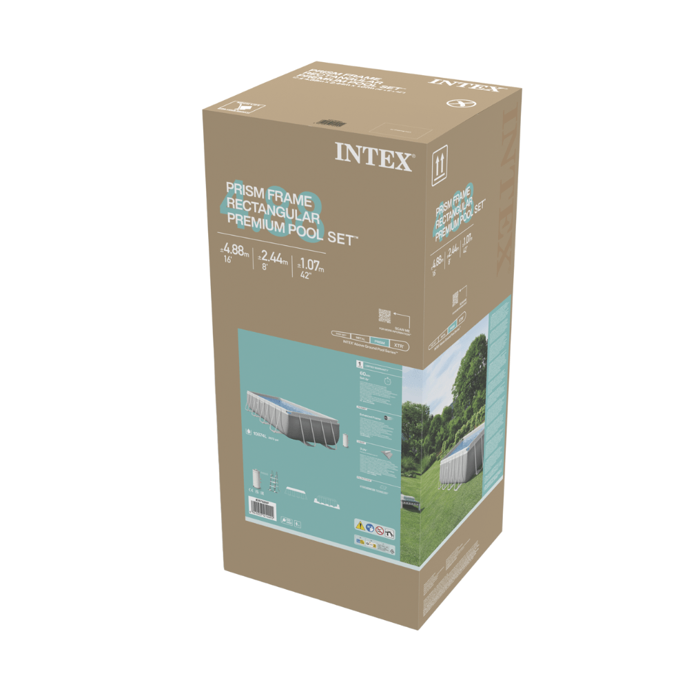 PISCINA ESTRUCTURAL INTEX PRISMA FRAME SET 488X244X107 CM + BOMBA + ESCALERA + COBERTOR + BASE - 2