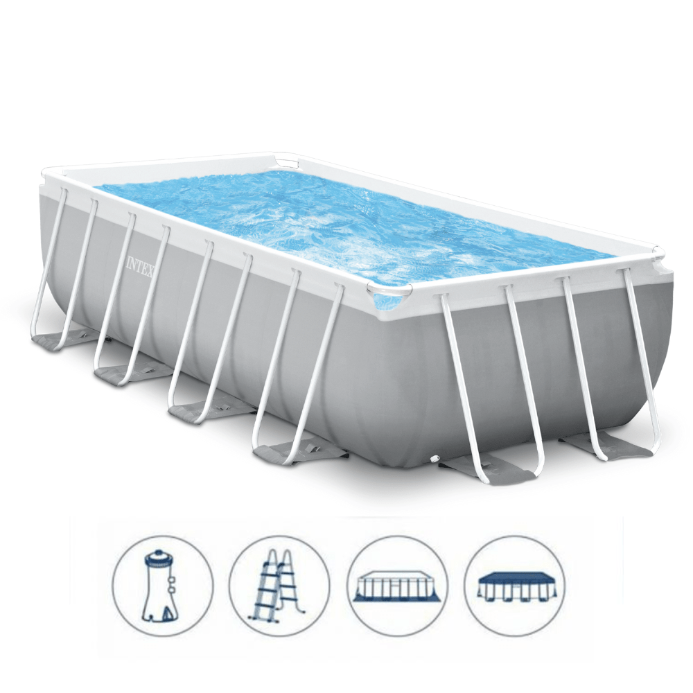 PISCINA ESTRUCTURAL INTEX PRISMA FRAME SET 488X244X107 CM + BOMBA + ESCALERA + COBERTOR + BASE - 6