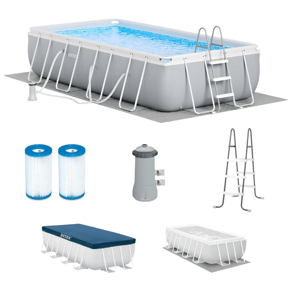 PISCINA ESTRUCTURAL INTEX PRISMA FRAME SET 488X244X107 CM + BOMBA + ESCALERA + COBERTOR + BASE - 7