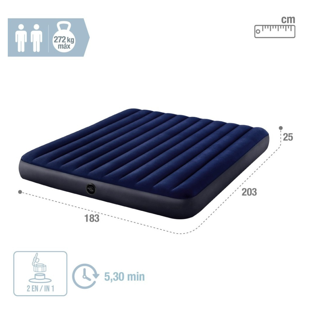 COLCHÓN INFLABLE INTEX 2 PLAZAS KING 183X203X25 CM CLASSIC DOWNY - 5