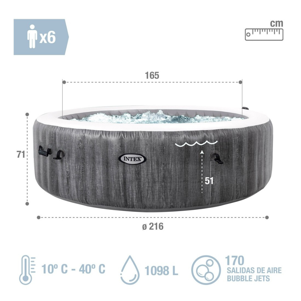 SPA HOT TUB INFLABLE INTEX GREYWOOD DELUXE 6 PERSONAS - 3