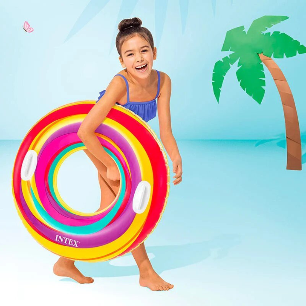 FLOTADOR INFLABLE INTEX REDONDO CON SUJETADORES 91 CM SWIRLY WHIRLY TUBE AMARILLO - 3