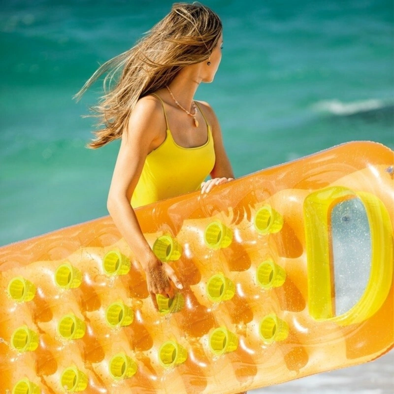 FLOTADOR INFLABLE INTEX MAT POCKET CLEAR WINDOW 188X71 CM NARANJA - 4