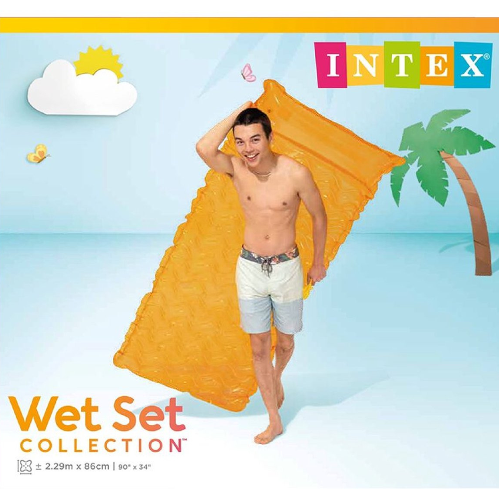 FLOTADOR INFLABLE INTEX MAT 229X86 CM TOTE-N-FLOAT NARANJA - 4