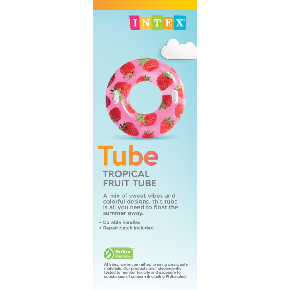 FLOTADOR INFLABLE INTEX REDONDO CON SUJETADORES 107 CM TROPICAL FRUIT TUBE FRUTILLA - 4