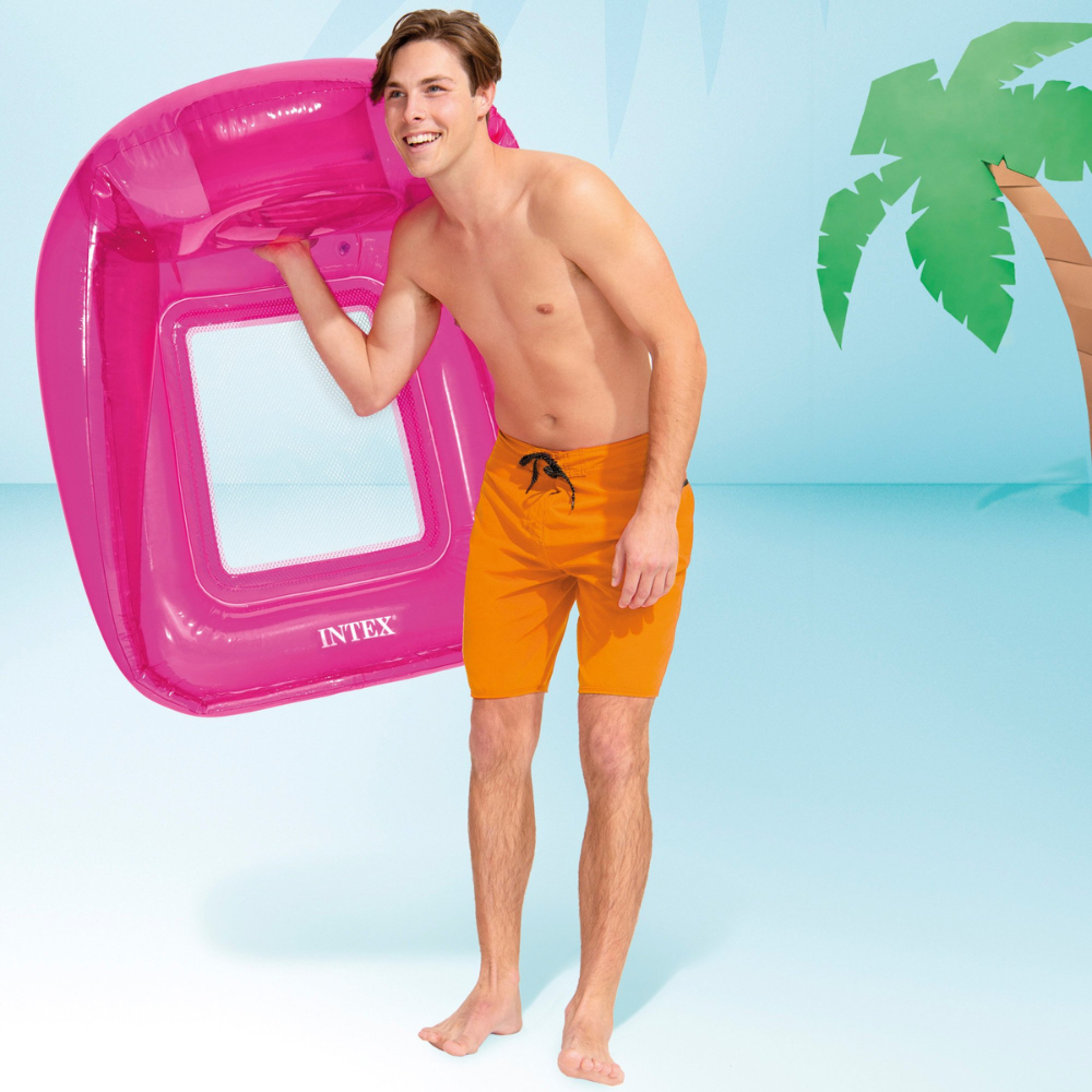ASIENTO FLOTANTE INFLABLE INTEX 104 X 102 CM TRANSPARENT LOUNGE ROSADO - 3