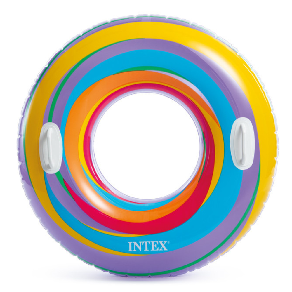 FLOTADOR INFLABLE INTEX REDONDO CON SUJETADORES 91 CM SWIRLY WHIRLY TUBE MORADO - 1