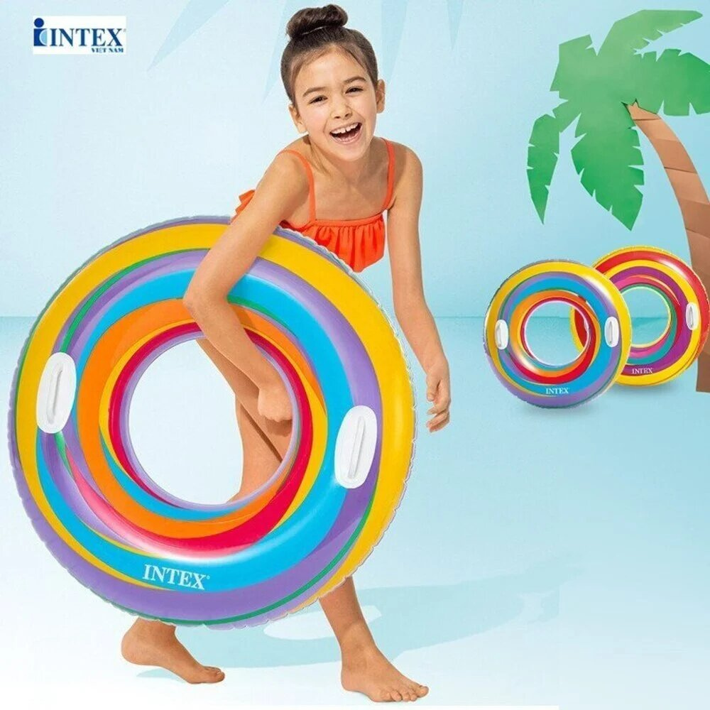 FLOTADOR INFLABLE INTEX REDONDO CON SUJETADORES 91 CM SWIRLY WHIRLY TUBE MORADO - 3