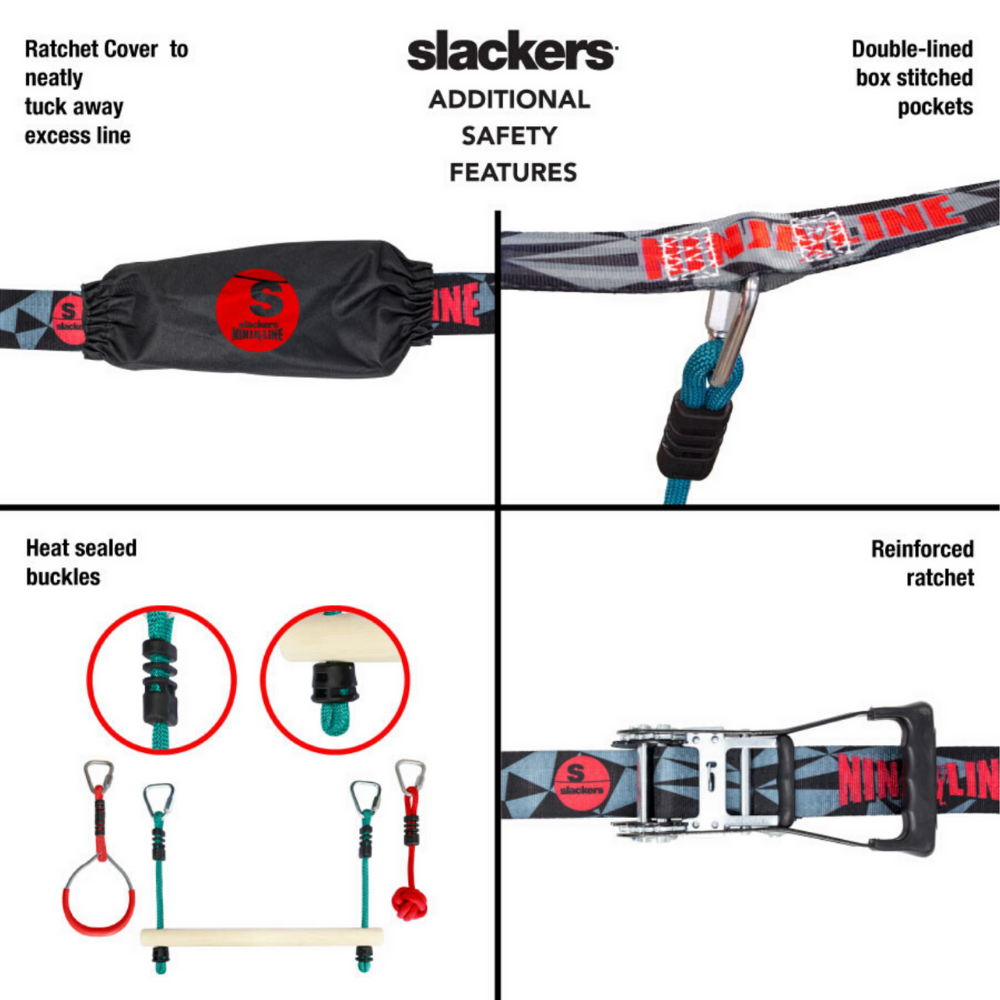 SET DE JUEGO SLACKERS MULTICOLOR OBSTÁCULOS NINJALINE 11 M INTRO KIT 36 FT - 9
