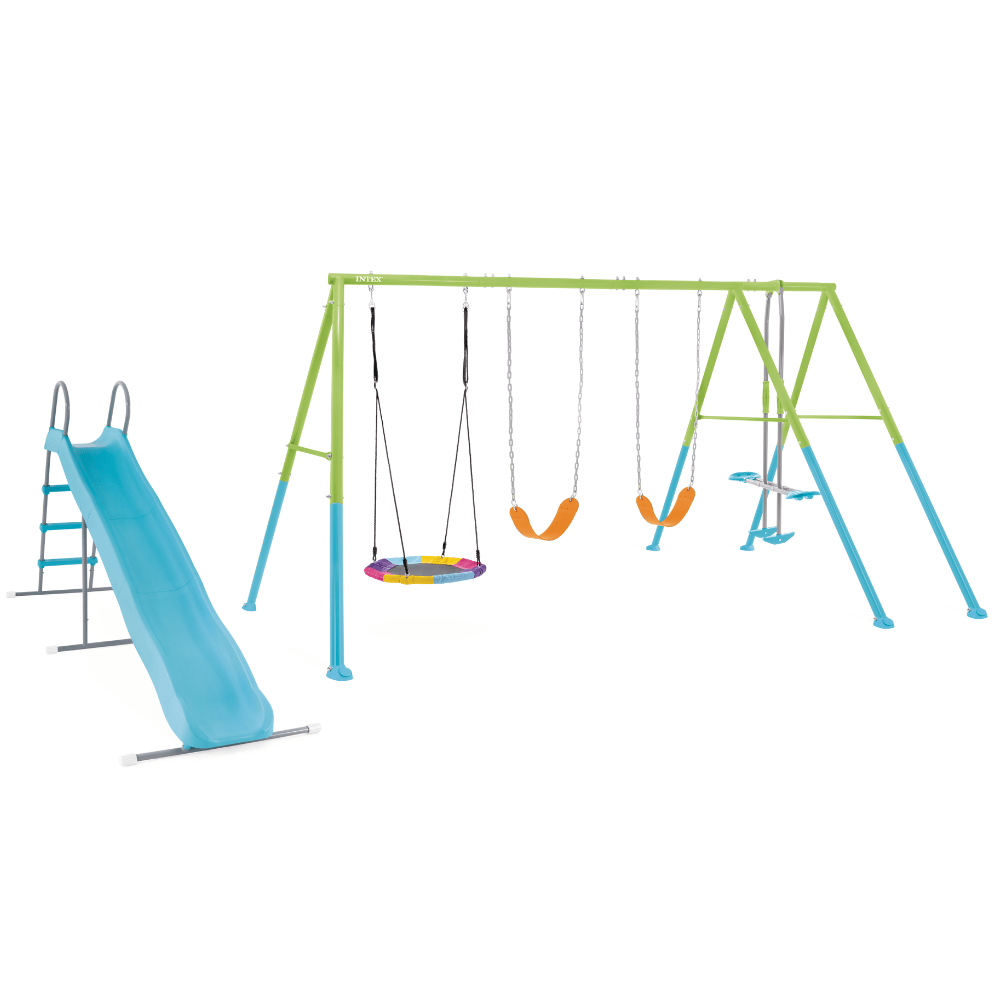 SET INTEX COLUMPIO DE 5 ACCESORIOS FIVE FEATURE SWING VERDE AZUL - 1