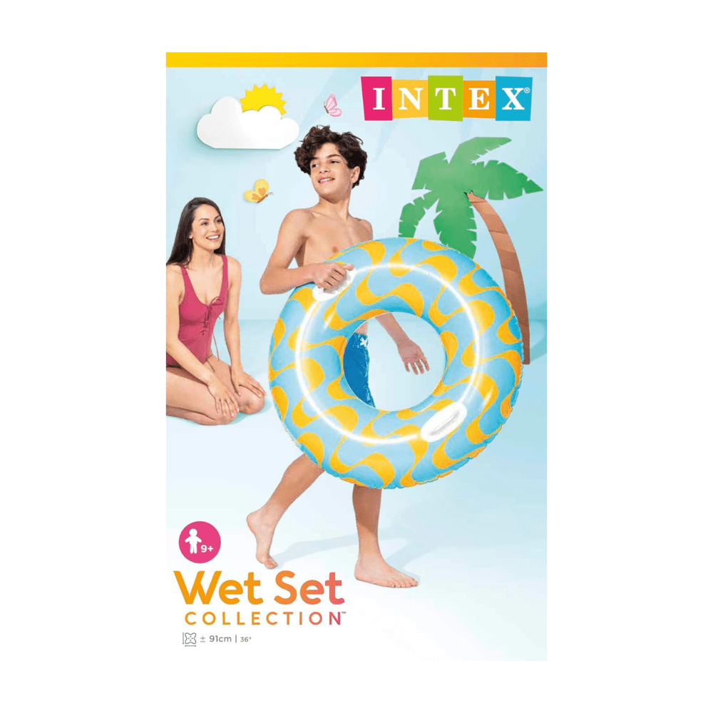 FLOTADOR INFLABLE INTEX REDONDO CON SUJETADORES 91 CM WAVY DREAMS TUBE AZUL - 4