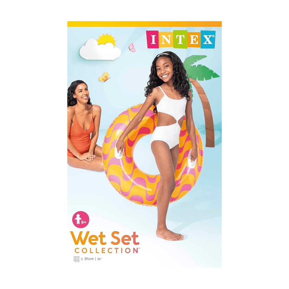 FLOTADOR INFLABLE INTEX REDONDO CON SUJETADORES 91 CM WAVY DREAMS TUBE NARANJO - 4
