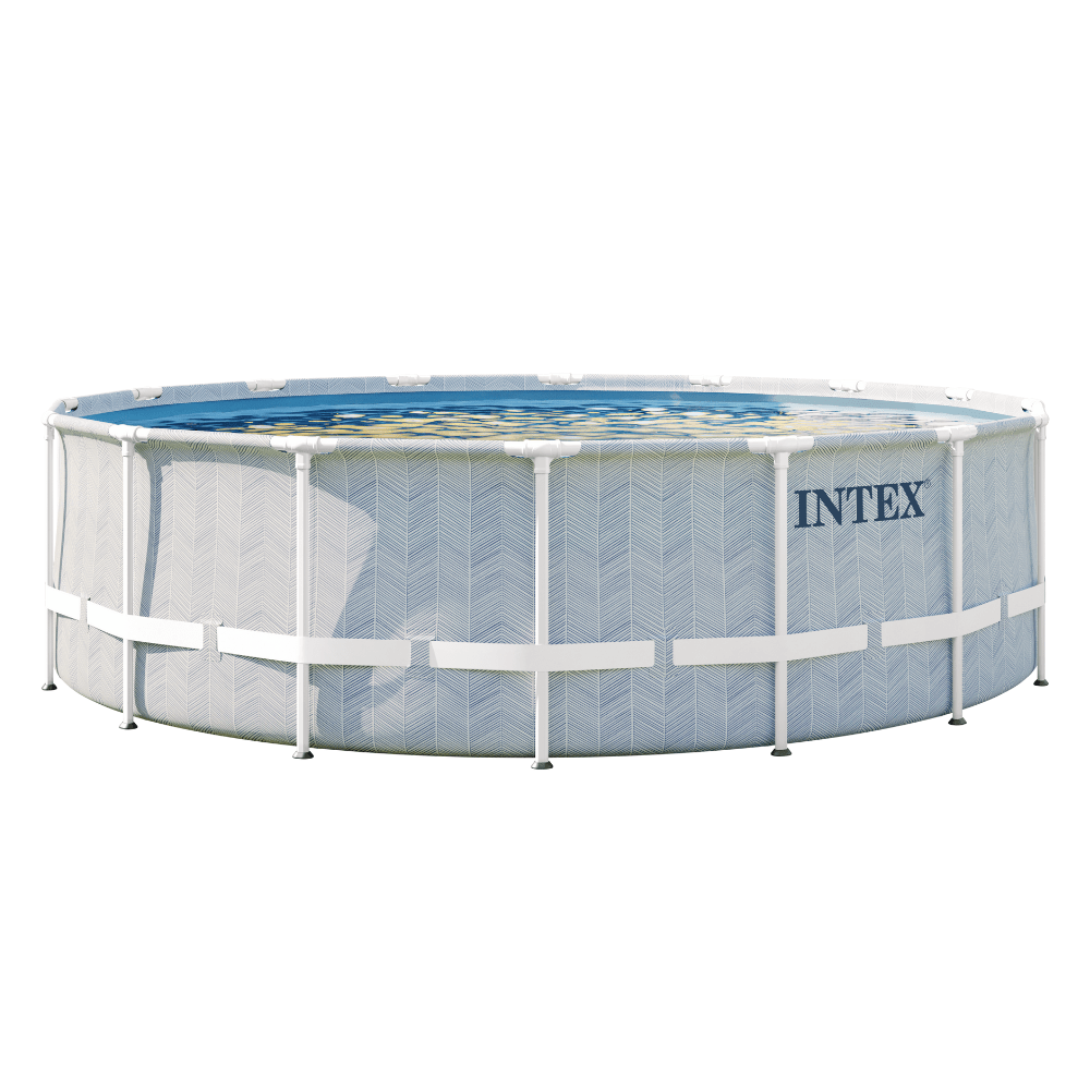 PISCINA ESTRUCTURAL INTEX PRISMA FRAME CHEVRON SET 488X122 CM + BOMBA + ESCALERA + COBERTOR + BASE - 1