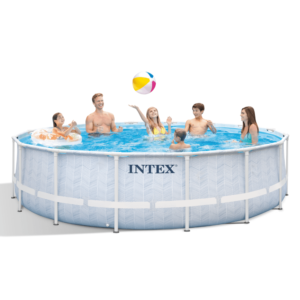 PISCINA ESTRUCTURAL INTEX PRISMA FRAME CHEVRON SET 488X122 CM + BOMBA + ESCALERA + COBERTOR + BASE - 6