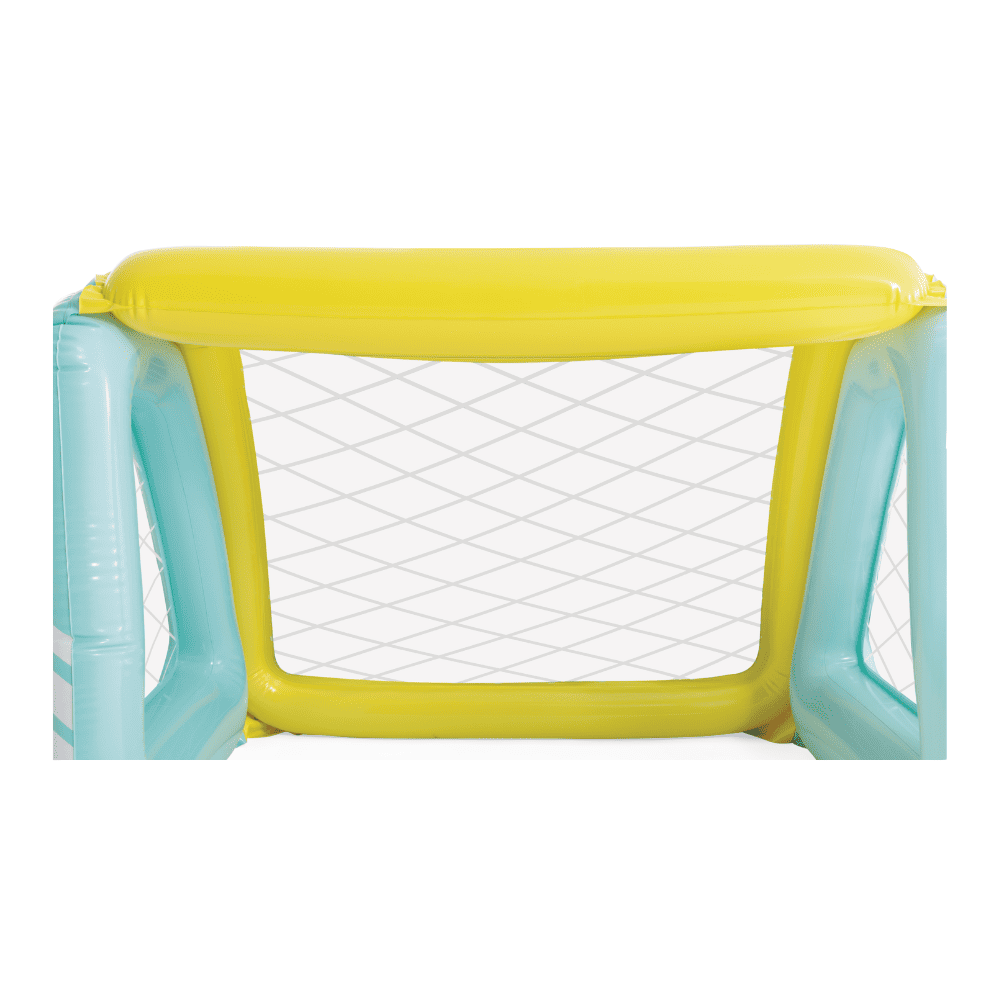 JUEGO PISCINA INFLABLE INTEX ARCO FUTBOL Y WATERPOLO FUN GOALS + PELOTA INFLABLE CELESTE AMARILLO - 3