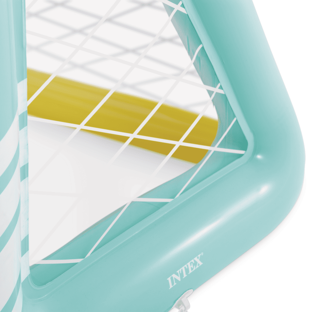 JUEGO PISCINA INFLABLE INTEX ARCO FUTBOL Y WATERPOLO FUN GOALS + PELOTA INFLABLE CELESTE AMARILLO - 4