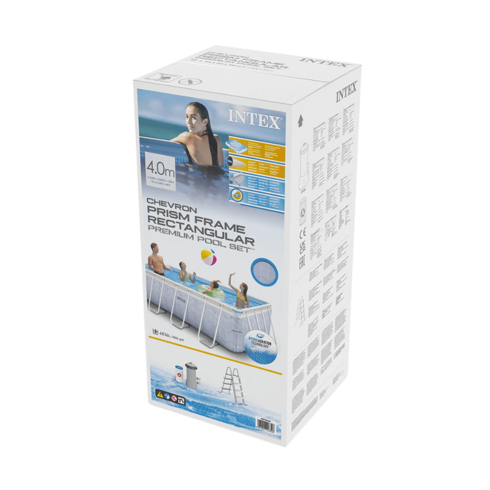 PISCINA ESTRUCTURAL INTEX PRISMA FRAME CHEVRON SET 400X200X100 CM + BOMBA + ESCALERA - 8