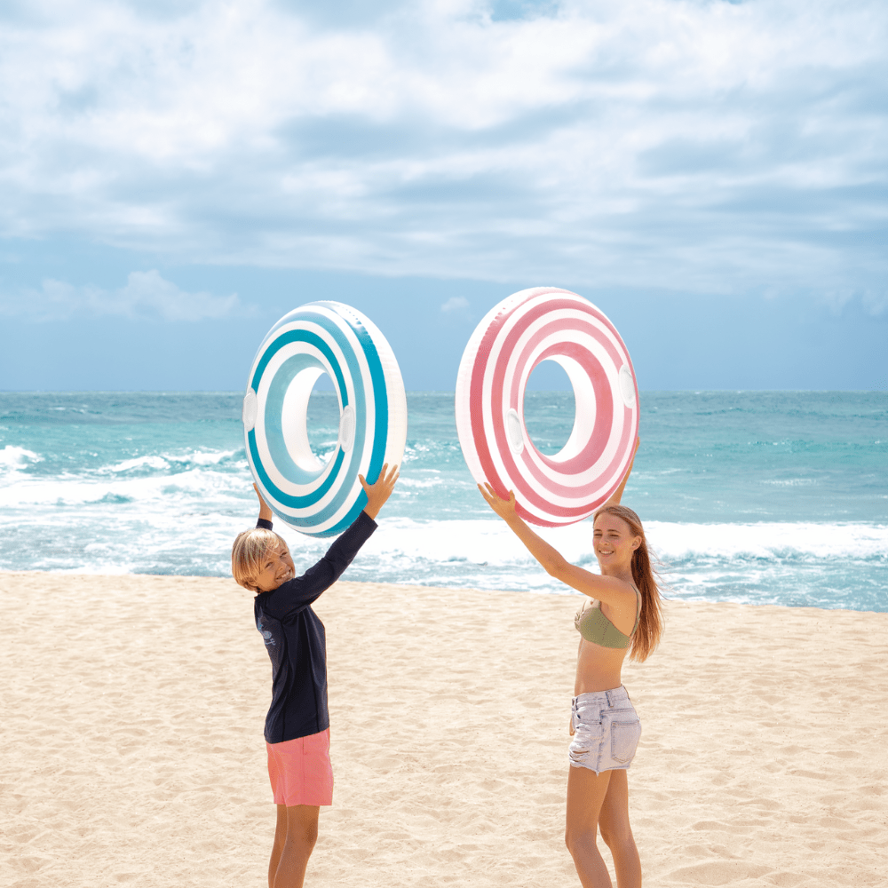 FLOTADOR INFLABLE REDONDO INTEX CON SUJETADORES 91 CM STRIPED DREAMS AZUL - 2
