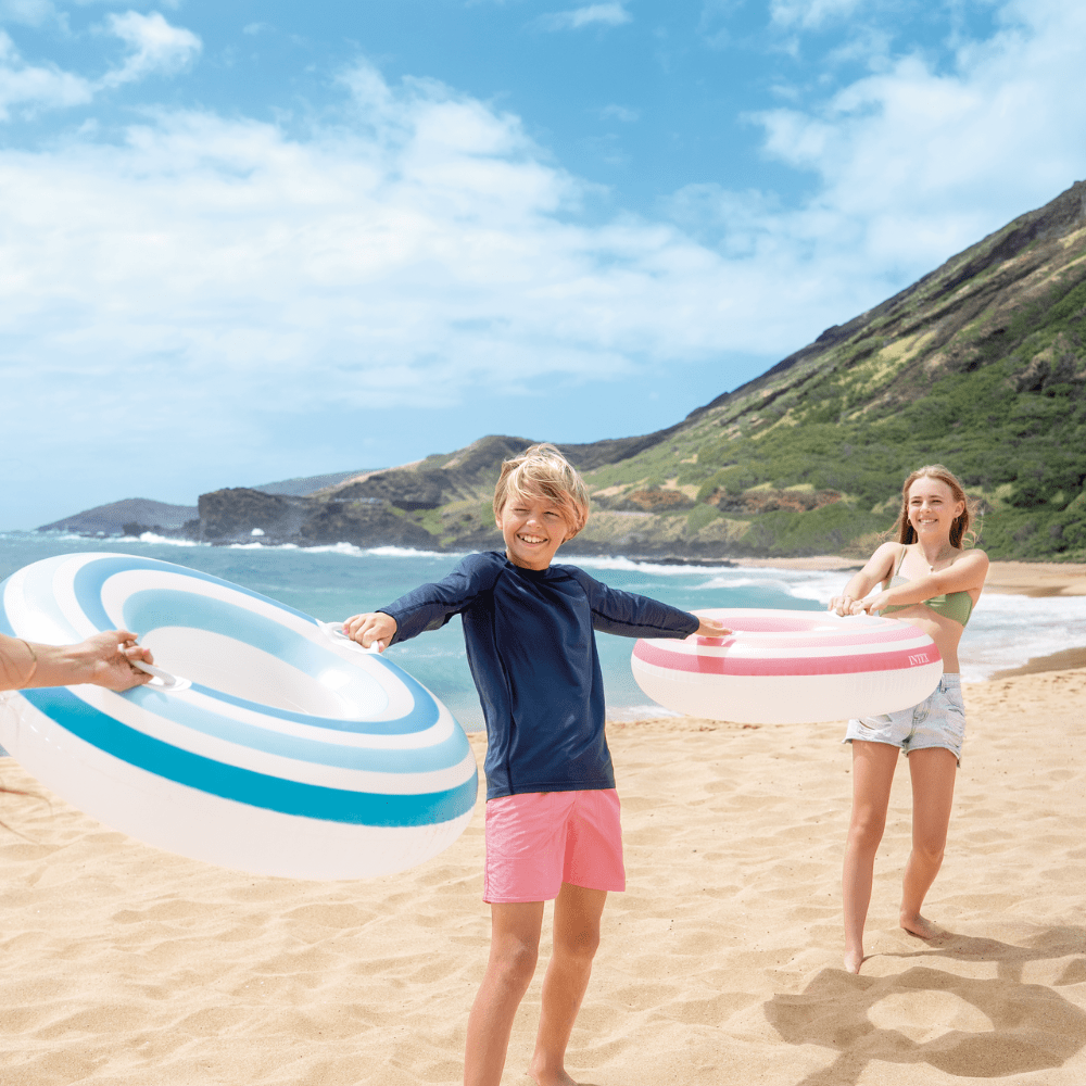 FLOTADOR INFLABLE REDONDO INTEX CON SUJETADORES 91 CM STRIPED DREAMS AZUL - 4