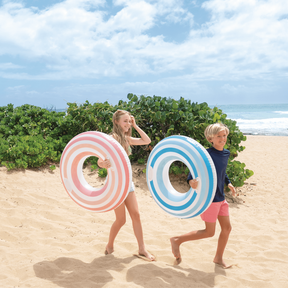 FLOTADOR INFLABLE REDONDO INTEX CON SUJETADORES 91 CM STRIPED DREAMS AZUL - 6