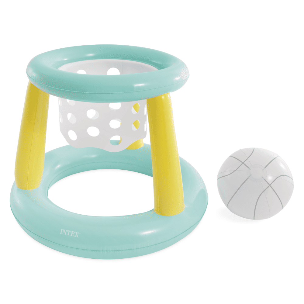 JUEGO PISCINA INFLABLE INTEX ARO DE BASKETBALL MEGA FLOATING HOOPS + PELOTA INFLABLE - 1