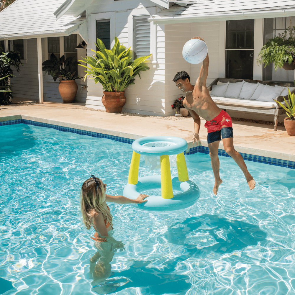 JUEGO PISCINA INFLABLE INTEX ARO DE BASKETBALL MEGA FLOATING HOOPS + PELOTA INFLABLE - 8
