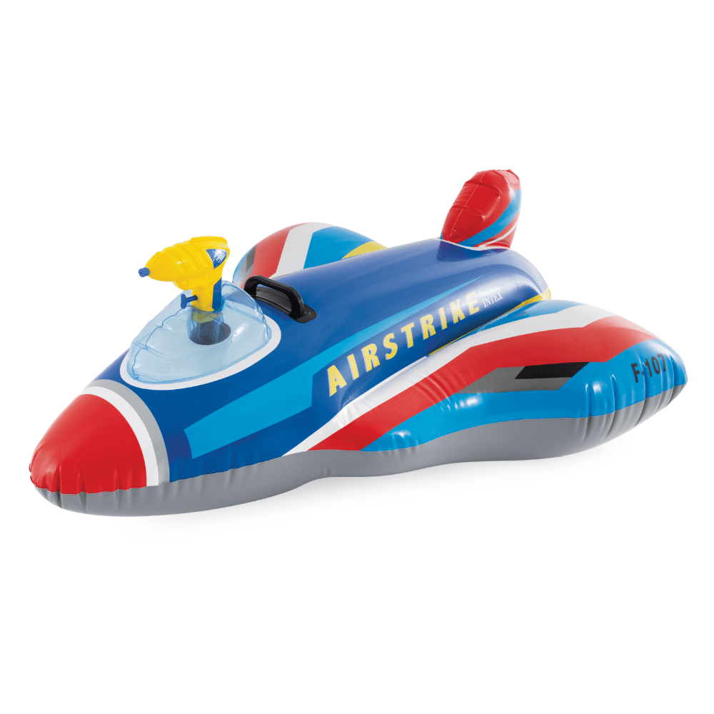 FLOTADOR INFLABLE INTEX AVION CON PISTOLA DE AGUA 117X104 CM JET FIGHTER RIDE ON AZUL - 4