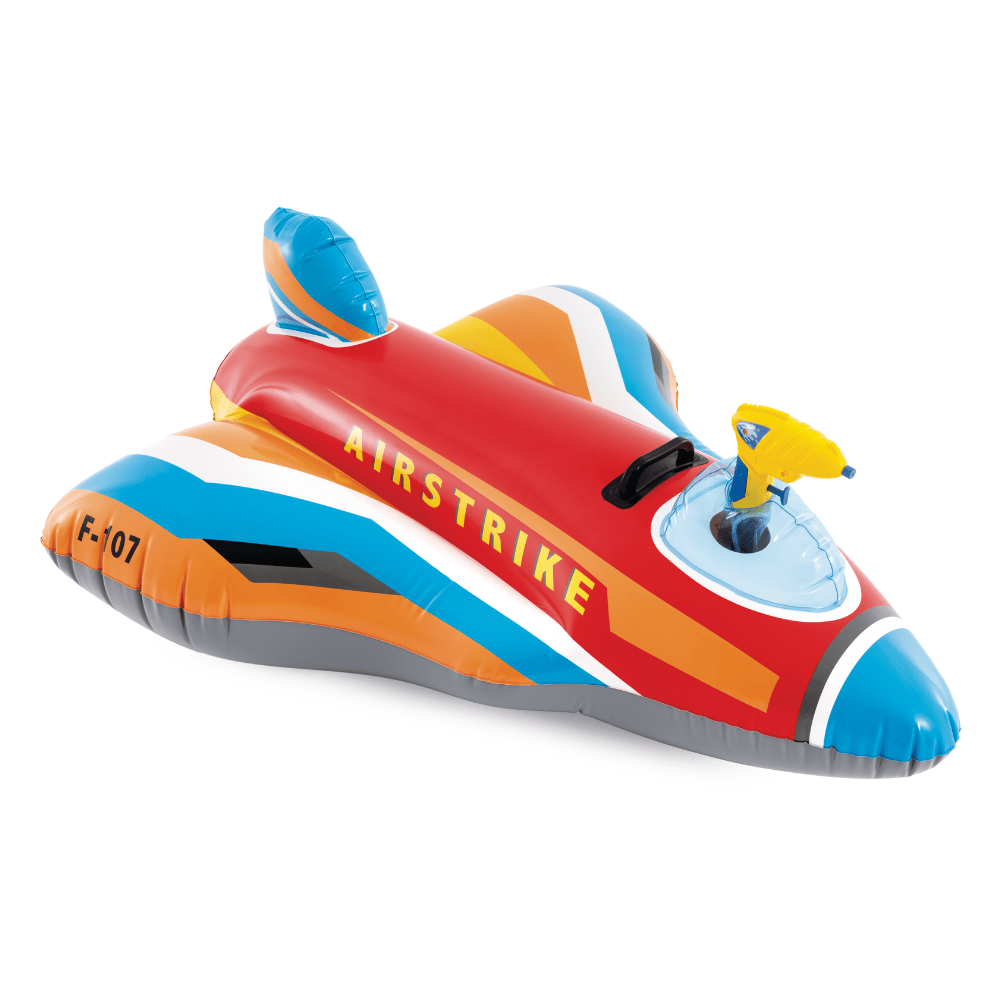 FLOTADOR INFLABLE INTEX AVION CON PISTOLA DE AGUA 117X104 CM JET FIGHTER RIDE ON ROJO - 1