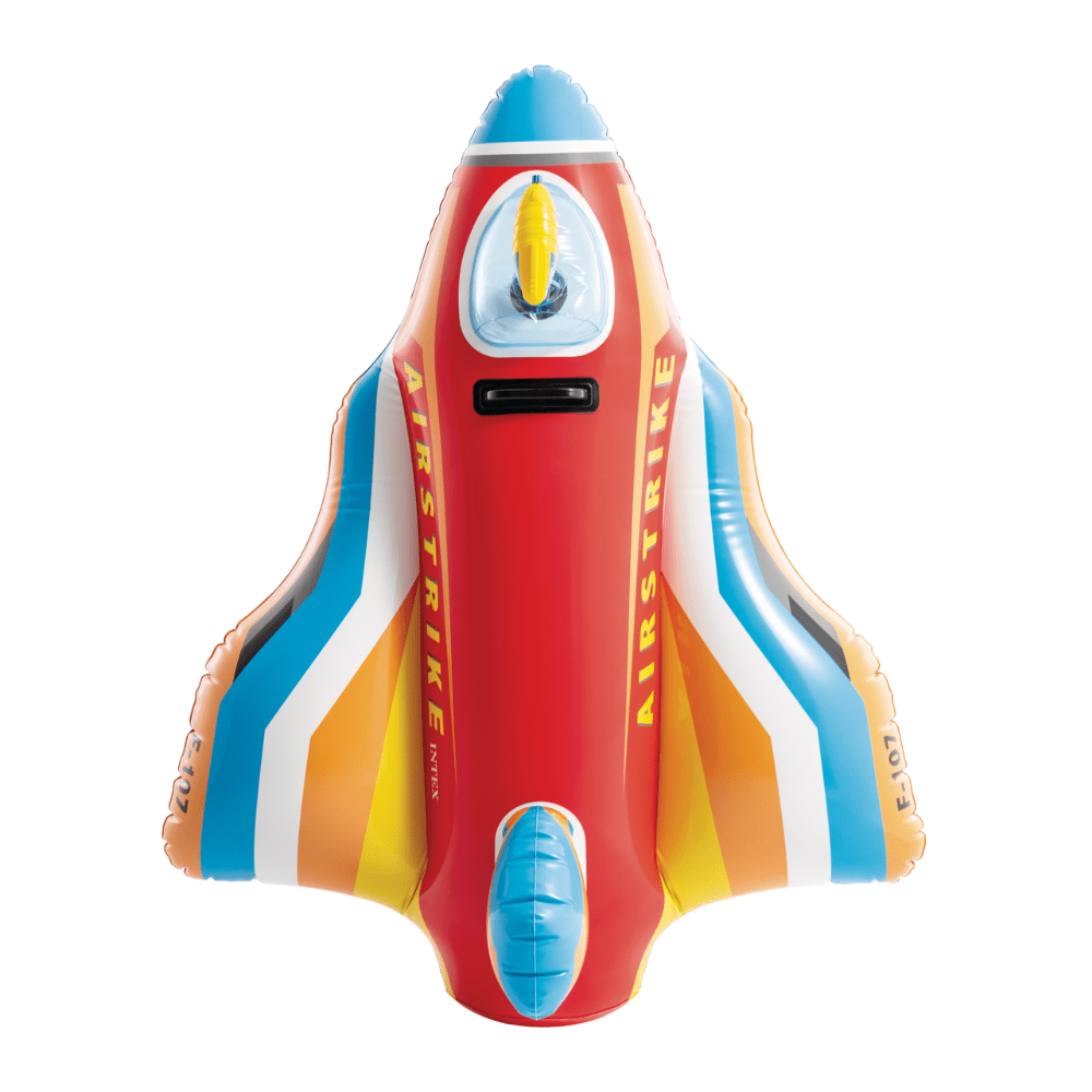 FLOTADOR INFLABLE INTEX AVION CON PISTOLA DE AGUA 117X104 CM JET FIGHTER RIDE ON ROJO - 3