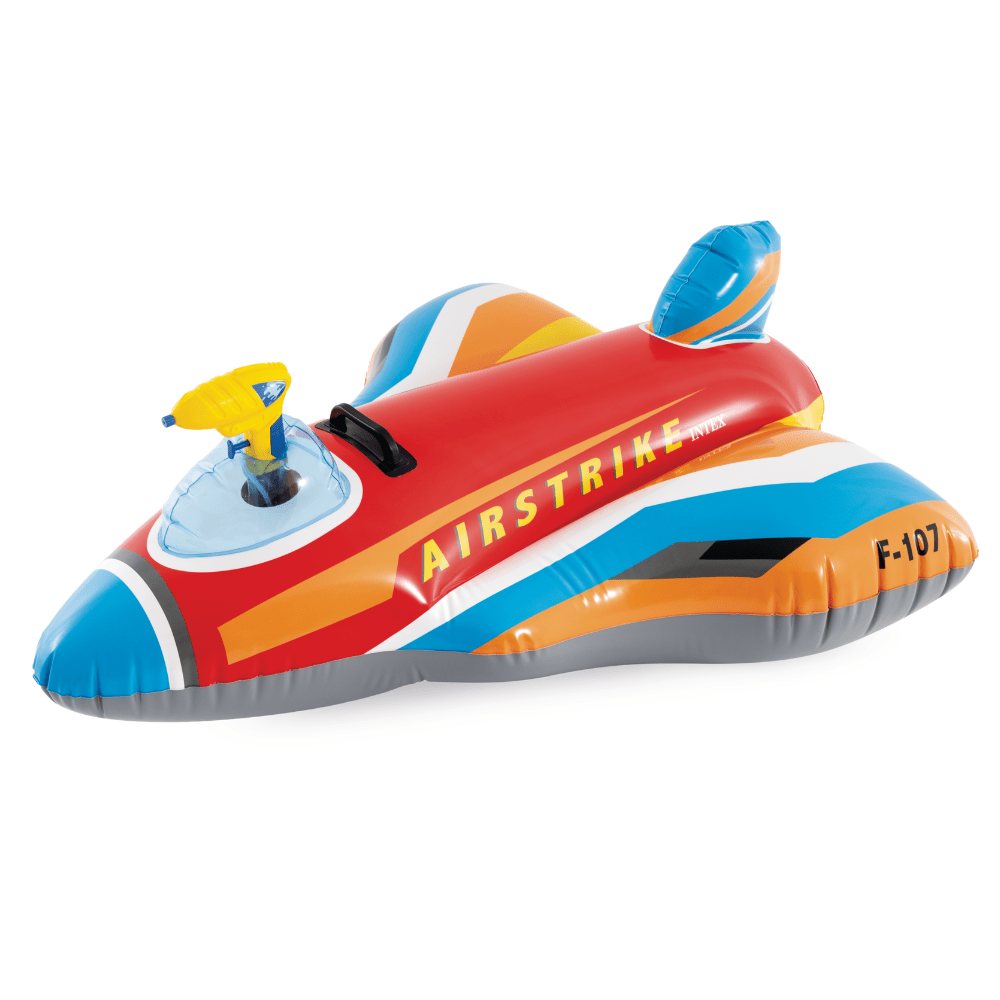FLOTADOR INFLABLE INTEX AVION CON PISTOLA DE AGUA 117X104 CM JET FIGHTER RIDE ON ROJO - 4