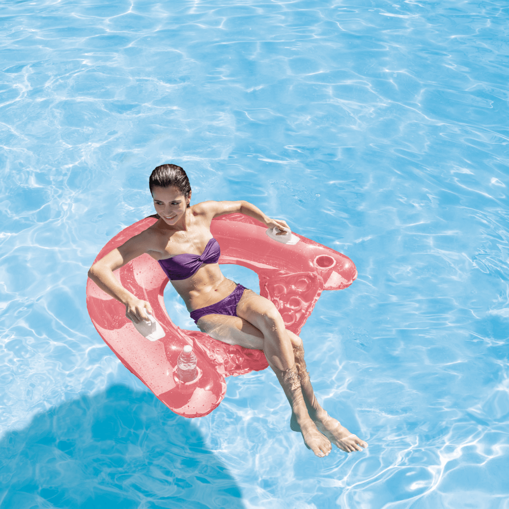 ASIENTO FLOTANTE INFLABLE INTEX CON SUJETADORES 147X99 CM SIT 'N FLOAT ROSADO - 2