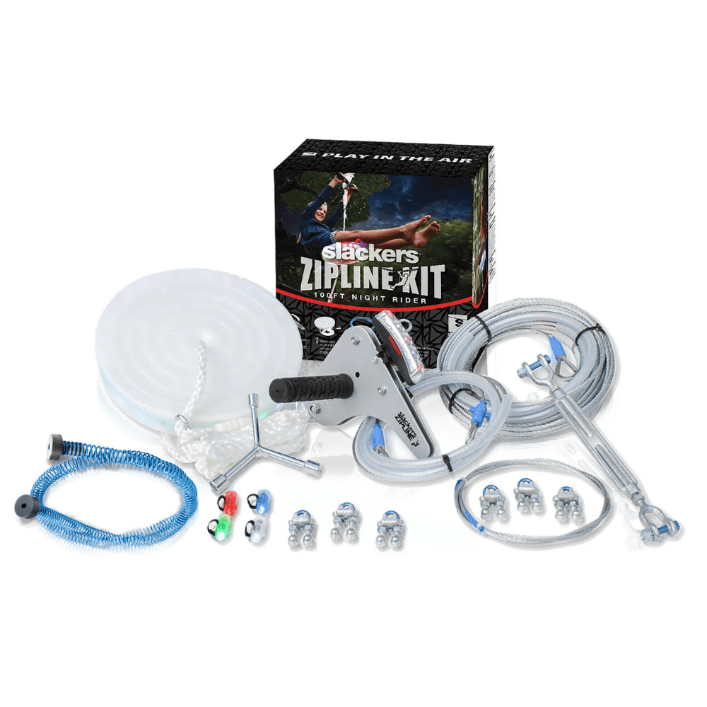 KIT TIROLESA 30,5 M CON FRENO SLACKERS RIDERZ ZIPLINE 100 FT. W/ SPRING BRAKE - 4