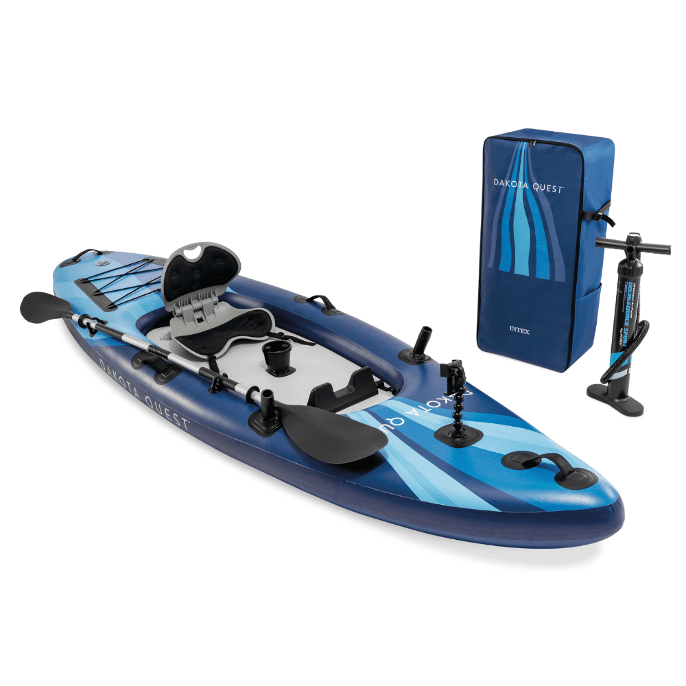 KAYAK INFLABLE INTEX DAKOTA QUEST CAPACIDAD 1 PERSONA + REMOS + INFLADOR SIT-ON-TOP - 10