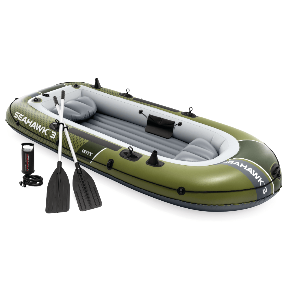 BOTE INFLABLE INTEX SEAHAWK 3 SET CAPACIDAD 360 KG + REMOS + INFLADOR - 1