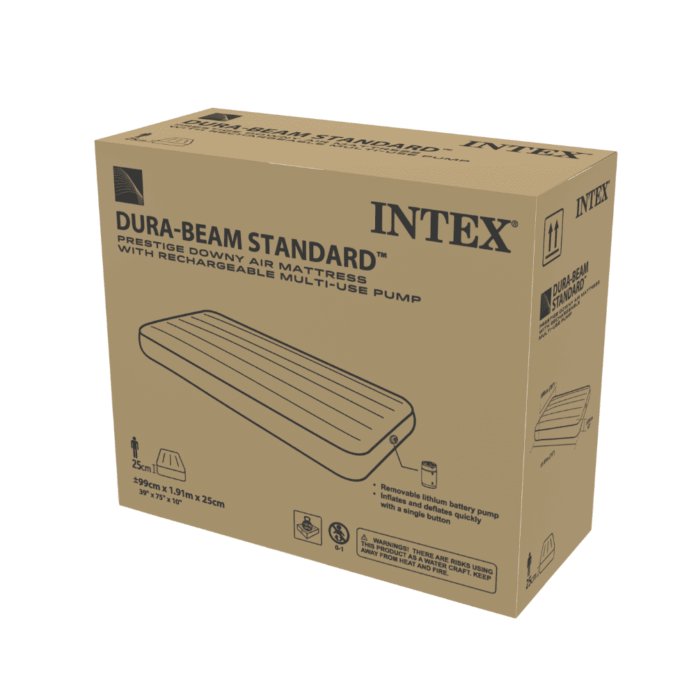 COLCHON INFLABLE INTEX 1.5 PLAZAS 99X191X25 CM CON BOMBA RECARGABLE PRESTIGE DOWNY AIRBED - 7